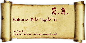 Rakusz Mátyás névjegykártya