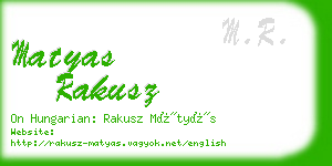 matyas rakusz business card